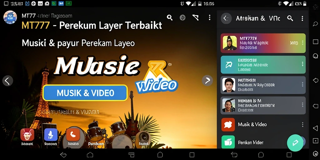 Antarmuka pengguna MT777 saat merekam layar dengan fitur unggulan.