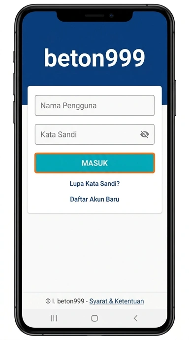 Tampilan halaman login beton999
